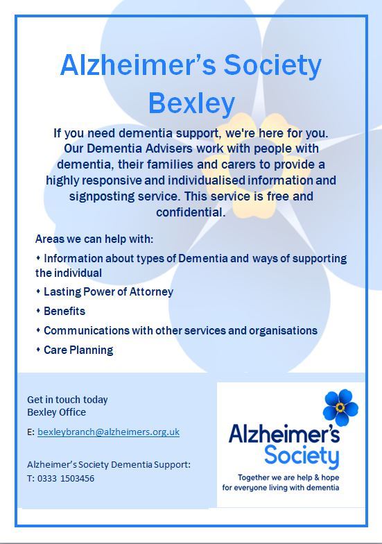 Poster for Alzheimer's Society Bexley