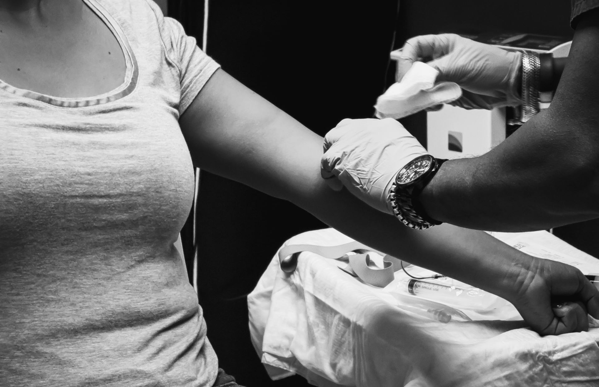 a person having a blood test