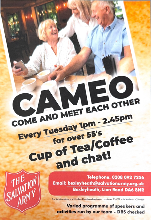 Poster for salvation army come and meet each other club