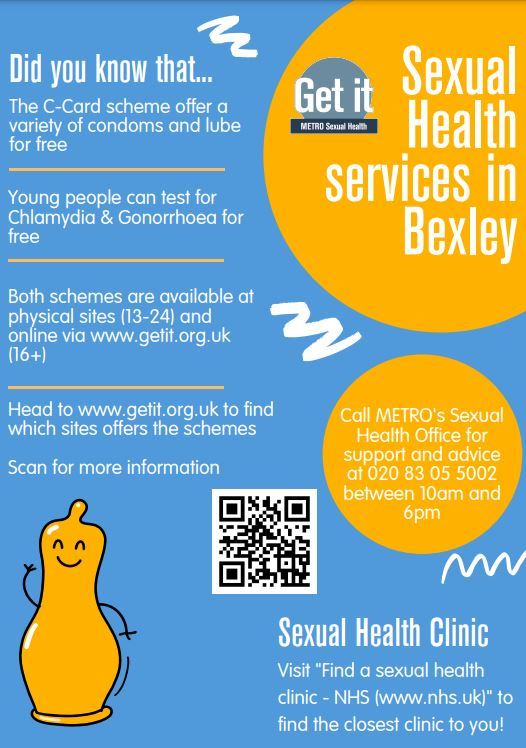 A poster with information about sexual health services in Bexley