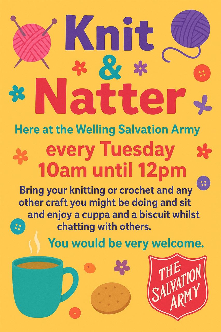 Poster for salvation army knit and natter club