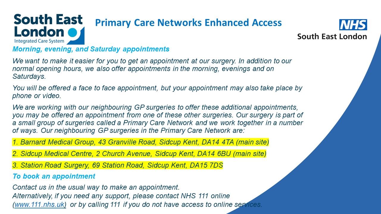 Primary Care Networks Enhanced Access information poster