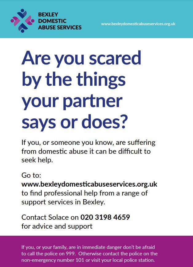An image of the poster for Bexley Domestic Abuse Service