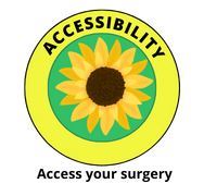 Image of a sunflower with a link to the page regarding access in the surgery